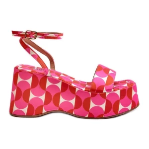 Wzorzyste Sandały Na Platformie I Koturnie Fuksja Wiandia różowe Inna marka