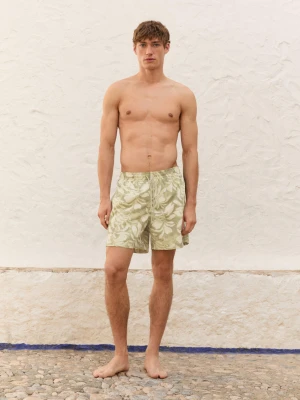Wzorzyste Szorty Kąpielowe Regular Fit - Jasnozielony - - Massimo Dutti - Mężczyzna