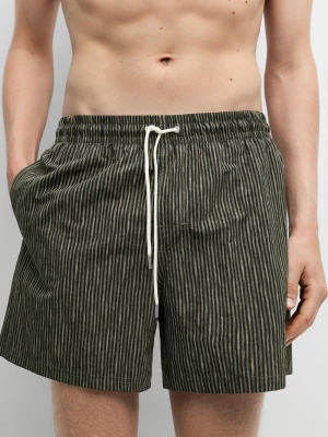 Wzorzyste Szorty Kąpielowe W Paski - Khaki - Massimo Dutti - Male