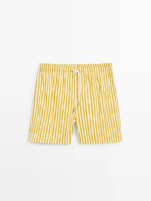 Wzorzyste Szorty Kąpielowe W Paski - Żółty - Massimo Dutti - Male