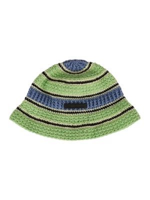 Wzorzysty bawełniany kapelusz na drutach, zielony Stella McCartney