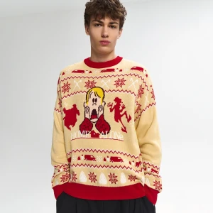 Wzorzysty beżowy sweter z motywem Kevin sam w domu House