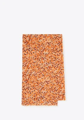 Wzorzysty damski szal pomarańczowo - brązowy Wittchen