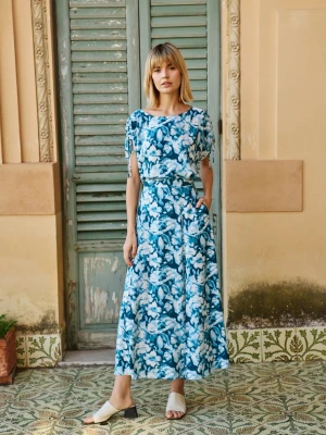 Wzorzysty komplet z wiskozy zielony Moodo