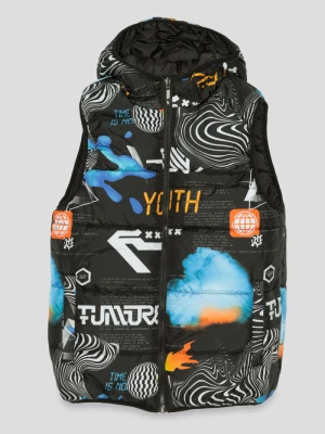 Wzorzysty pikowany dwustronny bezrękawnik DIGITAL Reporter