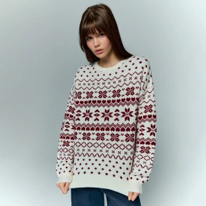 Zdjęcie produktu Wzorzysty sweter we wzór norweski kremowy House