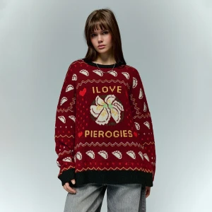 Wzorzysty sweter z motywem pierogów House