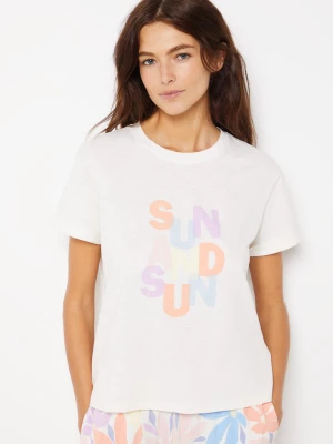 Wzorzysty t-shirt 'sun and sun' Etam