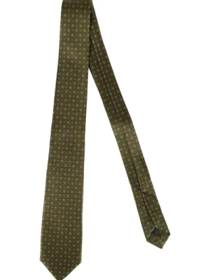 Wzorzysty Zielony Jedwabny Krawat Errico Formicola