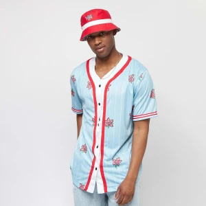 Karl Kani x Stranger Things Woven Signature Pinstripe Baseball Shirt mężczyźni Koszule niebieski rozmiar Odzież