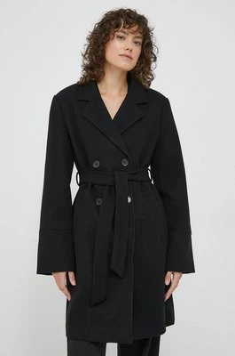 XT Studio płaszcz damski kolor czarny przejściowy dwurzędowy