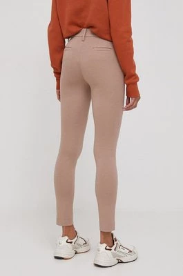 XT Studio spodnie damskie kolor beżowy dopasowane high waist