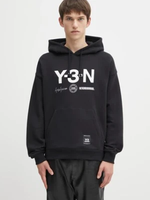 Y-3 x Neighborhood bluza bawełniana Graphic męska kolor czarny z kapturem z nadrukiem JW7004