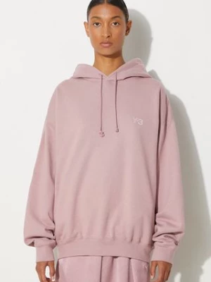 Y-3 bluza Fleece Hoodie damska kolor różowy z kapturem z nadrukiem JD9819