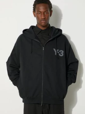 Y-3 bluza Logo Zip Hoodie męska kolor czarny z kapturem gładka JE9278