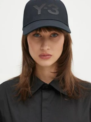 Y-3 czapka z daszkiem Stripes Double Brim Cap kolor czarny gładka JP1143