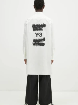 Y-3 koszula Graphic Shirt męska kolor biały relaxed z kołnierzykiem klasycznym JM3202