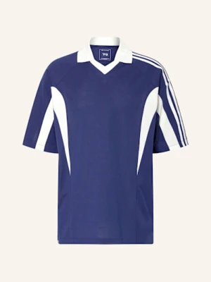 Y-3 Koszulka Polo Y-3 Cut Line blau