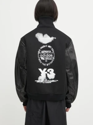 Y-3 kurtka bomber z wełną Letterman kolor czarny przejściowa oversize JX7338