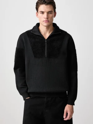 Y-3 M 1 / 2 ZIP KNIT sweter męski z dodatkiem moheru