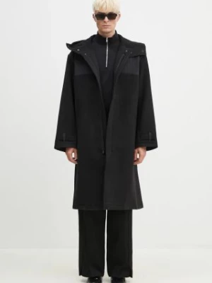 Y-3 płaszcz wełniany Mellton Coat kolor czarny przejściowy oversize IW7500