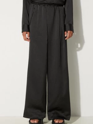 Y-3 spodnie Pants Tech Seersucker damskie kolor czarny szerokie high waist IN4398