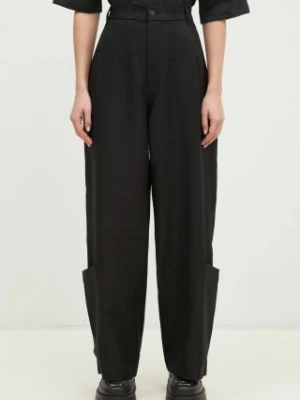 Y-3 spodnie Sport Uniform Wide Leg Pants damskie kolor czarny szerokie high waist JD1759