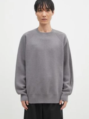 Y-3 sweter wełniany 3-S Knit Crew męski kolor szary  JD9842