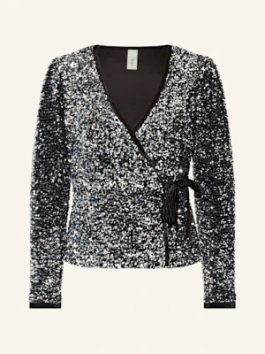 Y.A.S. Bluzka O Kroju Kopertowym Z Cekinami silber