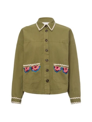 Y.A.S Damska kurtka przejściowa - Yasmirra Kobiety Bawełna zielony wzorzysty,