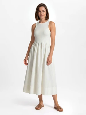 Y.A.S Damska sukienka na ramiączkach - YASMiri Kobiety Bawełna biały,