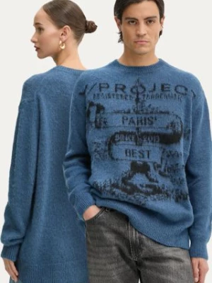 Y/Project sweter z domieszką moheru PARIS' BEST JACQUARD PULLOVER kolor niebieski lekki 206SW001