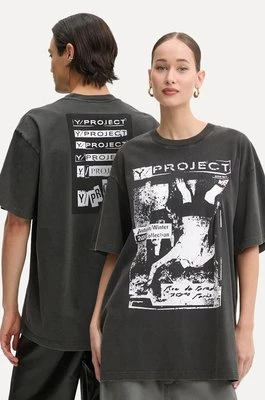 Y/Project t-shirt bawełniany ROCK BAND PRINT PINCHED LOGO T-SHIRT kolor szary z nadrukiem 204TS020