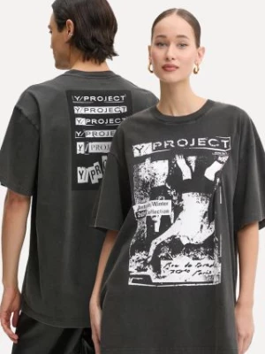 Y/Project t-shirt bawełniany ROCK BAND PRINT PINCHED LOGO T-SHIRT kolor szary z nadrukiem 204TS020