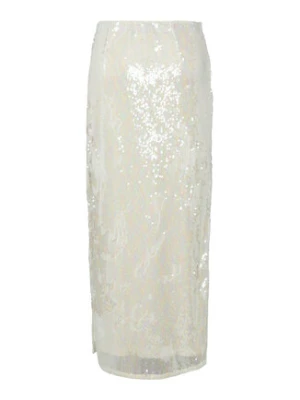 YAS Spódnica maxi Sequina 26037771 Écru Regular Fit