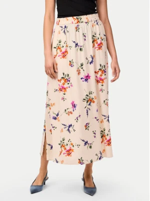 YAS Spódnica midi Asina 26034011 Écru Regular Fit Kremowy
