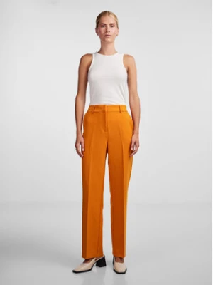YAS Spodnie materiałowe Likka 26030744 Pomarańczowy Regular Fit