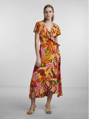 YAS Sukienka codzienna 26030429 Pomarańczowy Regular Fit