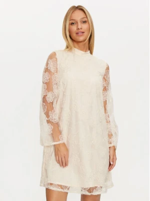 YAS Sukienka koktajlowa Cornelia 26035351 Écru Regular Fit