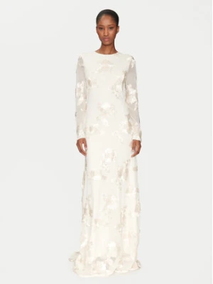 YAS Sukienka wieczorowa Floree 26036358 Écru Regular Fit