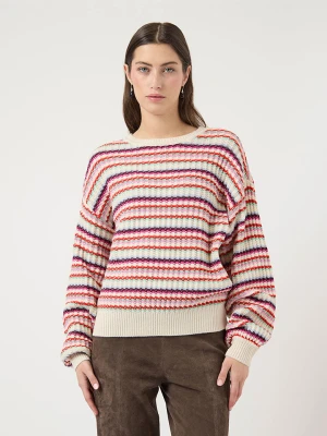 YAS Sweter "Boogie" w kolorze kremowym ze wzorem rozmiar: XL