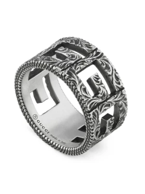 Ybc551918001 - 925 srebro - Pierścień G cube w postarzanym srebrze Gucci