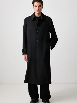 Yohji Yamamoto STAND COLLAR płaszcz wełniany męski