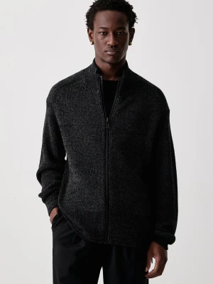 Yohji Yamamoto ZIP HIGH sweter rozpinany męski z wełną