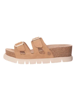 Yokono Skórzane klapki w kolorze beżowym rozmiar: 38