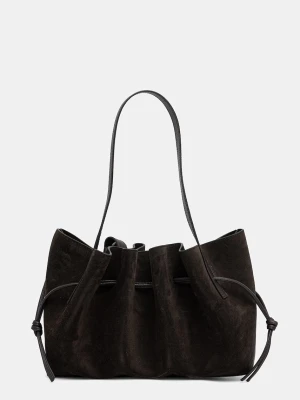 Yuzefi SCALLOP SHOULDER torebka hobo damska zamszowa