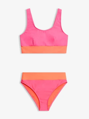 Zabudowane bikini bustier (2 części) BonPrix różowy