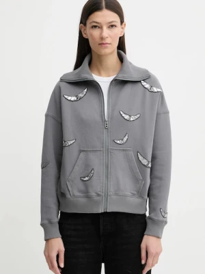 ZADIG&VOLTAIRE bluza bawełniana damska kolor szary z aplikacją JWSS01669