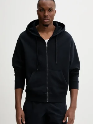 ZADIG&VOLTAIRE bluza bawełniana męska kolor granatowy z kapturem gładka JMSS01296