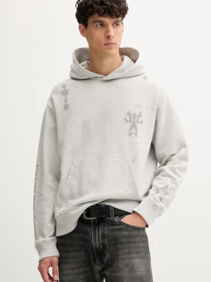 ZADIG&VOLTAIRE bluza bawełniana męska kolor szary z kapturem z nadrukiem JMSS01309